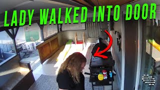 Lady Walked Straight Into Sliding Glass Door Not Realizing It Is There