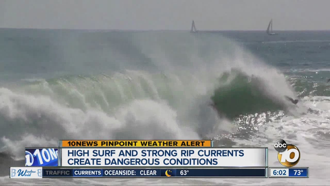 High surf, strong rip currents for 3rd straight day - YouTube