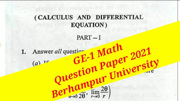 GE-1 Math Question Paper 2021 Berhampur University Majhi Tutorial