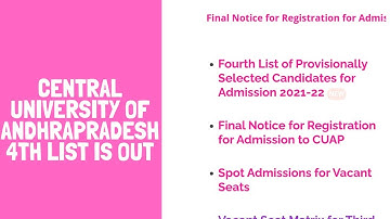CUCET 2021|central university of Andhrapradesh 4th list of provisionally selected candidate is out