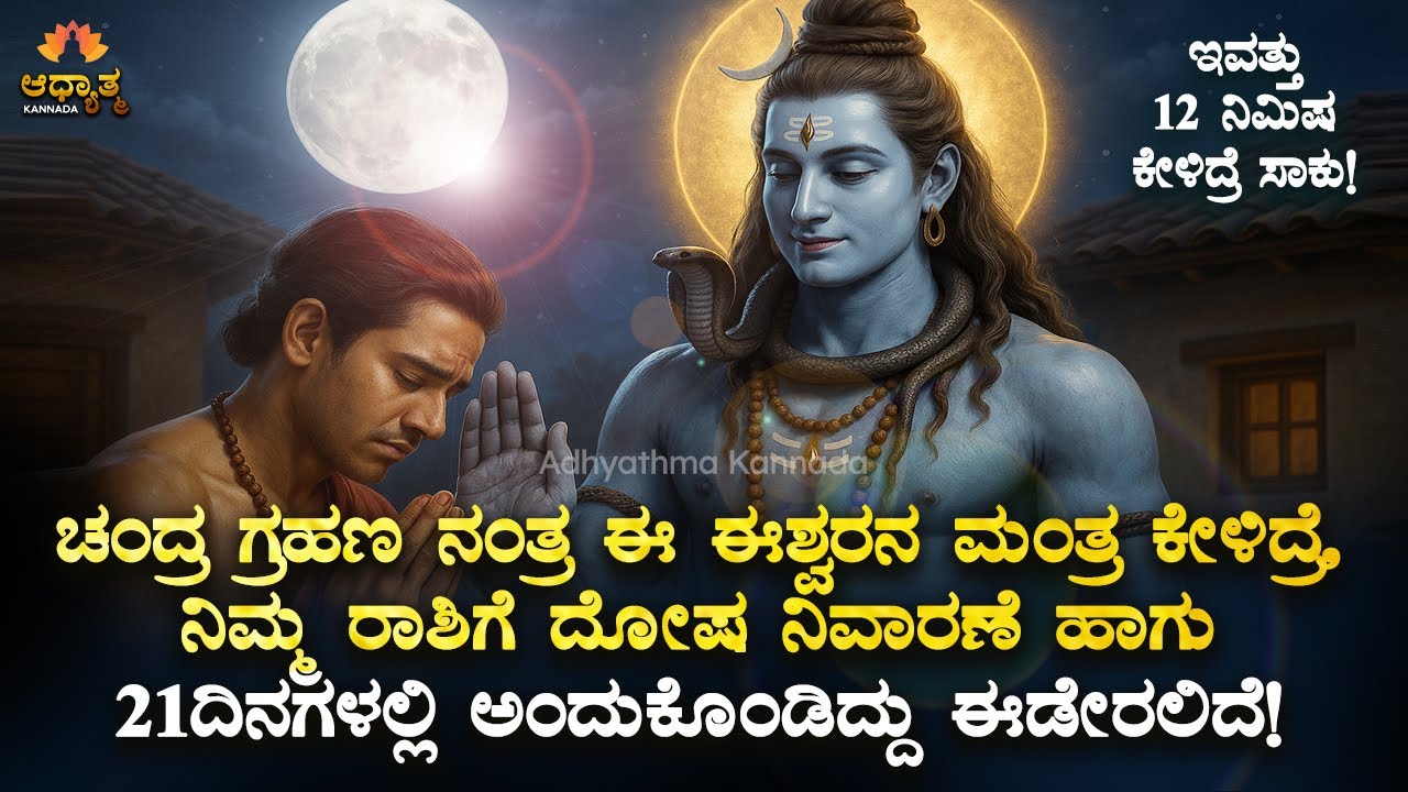 🌓🌔ಗ್ರಹಣದ ನಂತರ ಈಶ್ವರನ ಈ ಮಂತ್ರ ಕೇಳಿದ್ರೆ, ನಿಮ್ಮ ದೋಷ ನಿವಾರಣೆ! Chandra Grahana Mantra | Bhakti Song Rashi