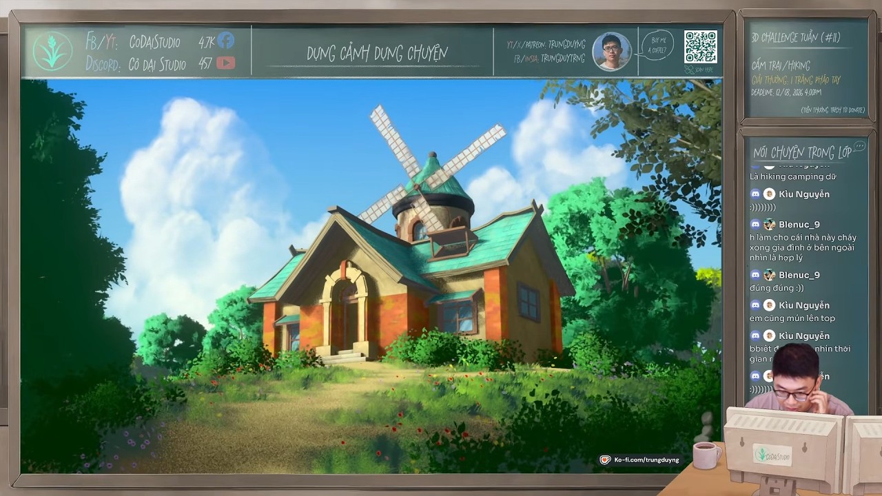 chilling and working