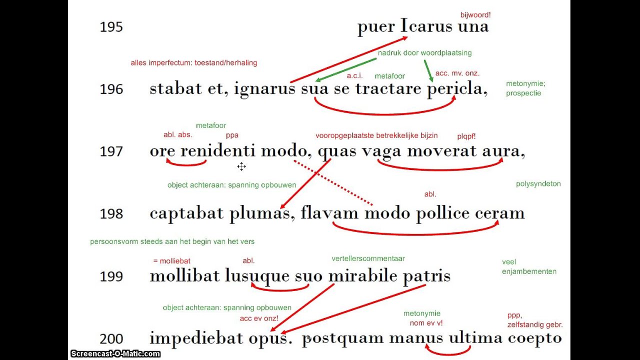 Bespreking Ovidius Daedalus en Icarus r. 195-202