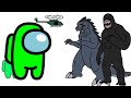 Mini Crewmate Kills 6 Giant Movie Monsters | AMONG US Animation | Godzilla vs Kong