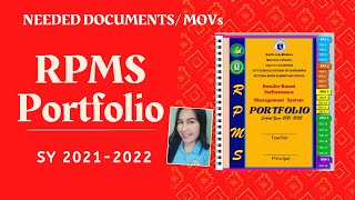 RPMS 2021-2022 PORTFOLIO FOR T1-TIII | GUIDE ON NEEDED MOVs RPMS 2021-2022 PORTFOLIO FOR T1-TIII | GUIDE ON NEEDED MOVs