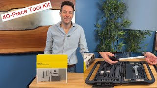 HOTO 40-Piece Household Tool Kit with Smart Screwdriver