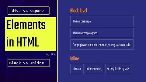 Block Elements vs Inline Elements | div vs span tags| HTML5 | Web Design