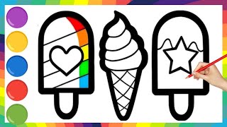 How to draw an Ice cream | Easy Step-by-Step Ice cream Drawing with Rainbow Colors for Kids