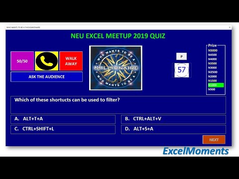 Who wants to be a Millionaire in Microsoft Excel using VBA