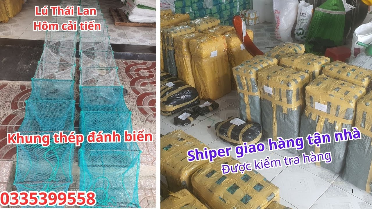 12 cửa ngục - lú thái lan khung thép 23 x 37 mình lưới cước đánh biển