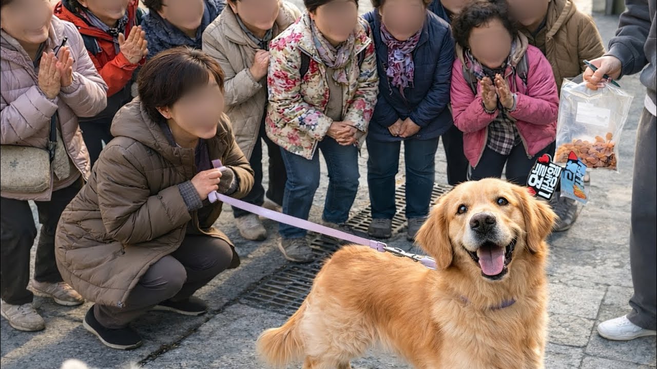 Золотистый ретривер отпраздновал свой день рождения прогулкой по Сеулу, Корея!