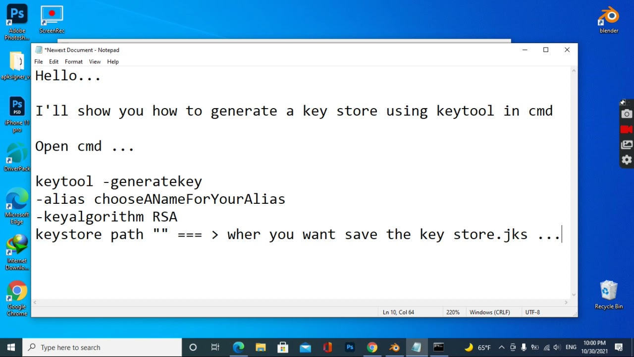 Keytool Your_Keystore_Name Your_Alias_Name