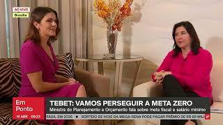 Ministra Simone Tebet em entrevista à Globonews