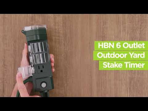 HBN Outdoor Smart Plug Waterproof W/ 6 Outlets,WiFi Power Stake Timer & 6Ft  Cord