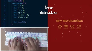 ASMR Programming -  New Year Countdown JavaScript (Snow Animation) - No Talking