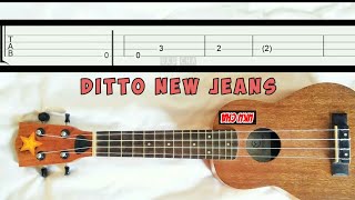 Video thumbnail of "Melody Ditto New Jeans Slow Easy Fingerpicking Ukulele tablature Tutorial"