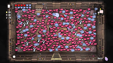 Binding of isaac: rebirth battery in the shop + jera rune and blank card = fun