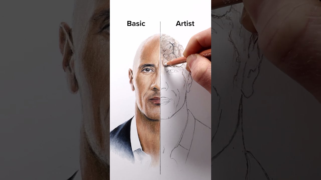 Draw The Rock Basic Vs Artist Art Drawing Shorts Therock Dwaynejohnson Howtodraw Easydraw