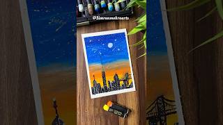 Easy Sunset Scenery Drawing with Oil Pastels Step-by-Step Landscape Tutorial #art #drawing #painting