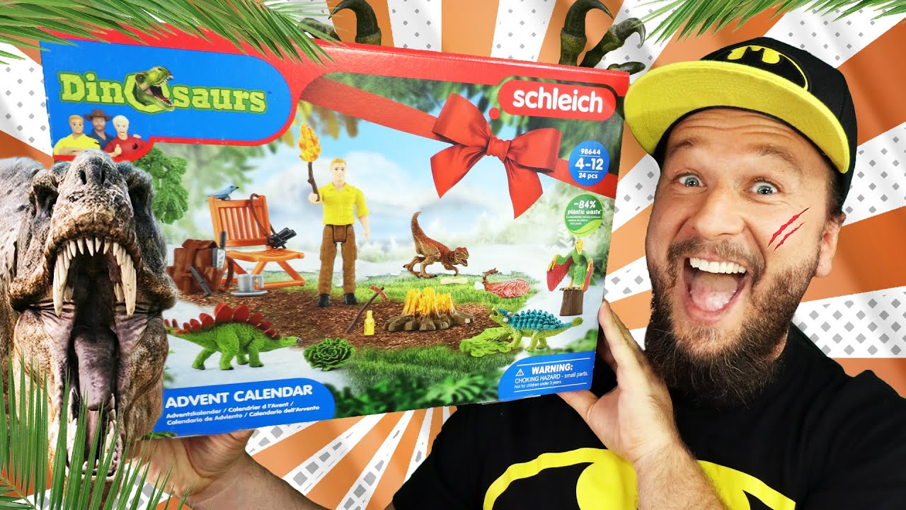 Calendario De Adviento Schleich Dinosaurios 2022 – 24 Figuras Y Accesorios Para Crear Tu Mundo Jurásico, Sorpresa Diaria Para Peques