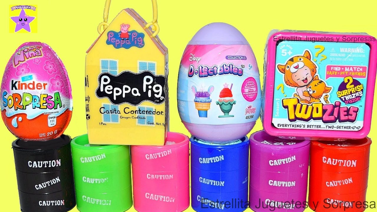 HUEVOS SORPRESA KINDER SLIME CAJITAS SORPRESA PEPPA PIG DISNEY TWOZIES JUGUETES SORPRESA EN ESPAÑOL - YouTube
