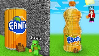 JJ and Mikey CHEATED with FANTA SODA Build Battle- Maizen Parody Video in Minecraft