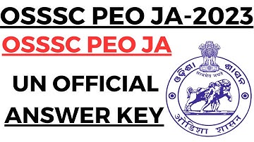 OSSSC PEO JUNIOR ASSISTANT EXAM 2023 I OFFICIAL ANSWER KEYS BY LAXMIDHAR SIR I OSSSC PEO JA ANSWER