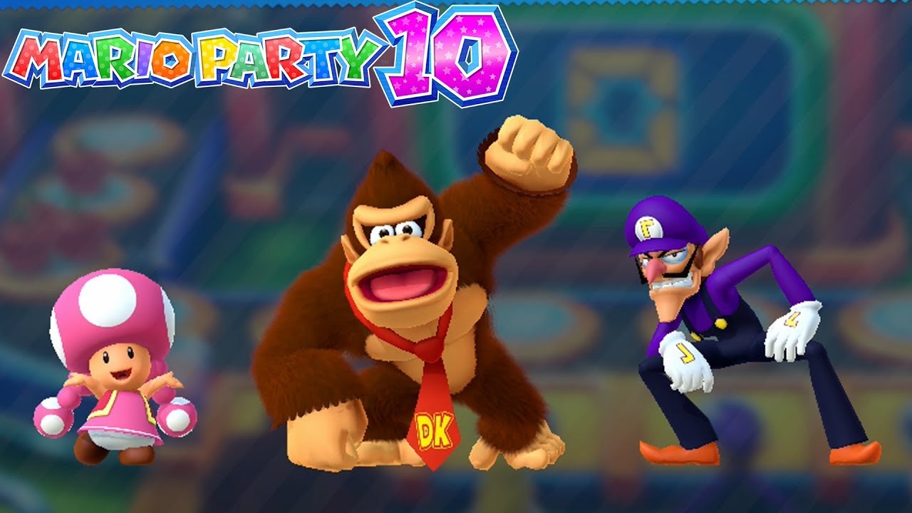 Mario Party 10 -  Donkey Kong vs Waluigi vs Toadette vs Peach - Coin Challenge #36