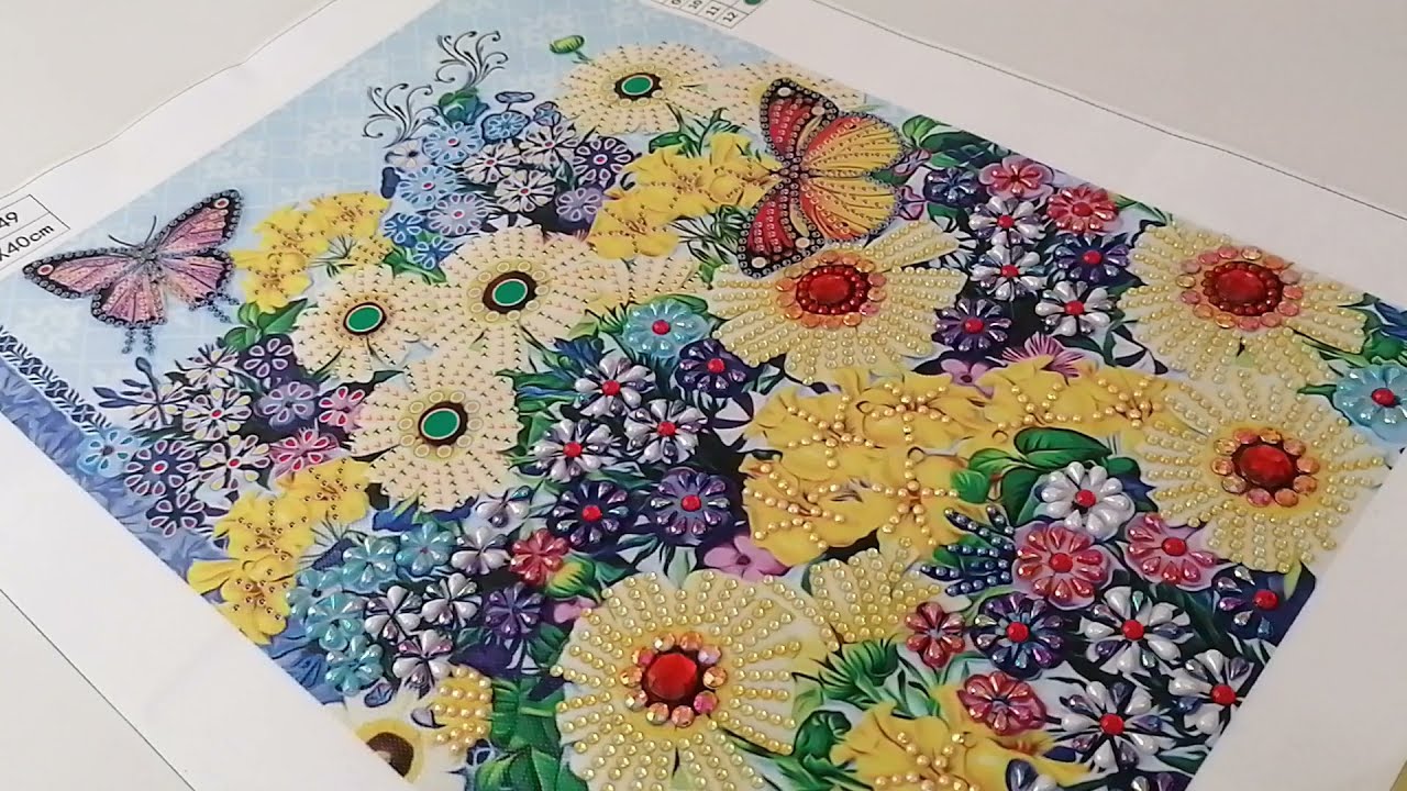 DP - Avis & Réalisation - Toile fleurs jaunes et violettes - FGNormal - Revue Diamond Painting