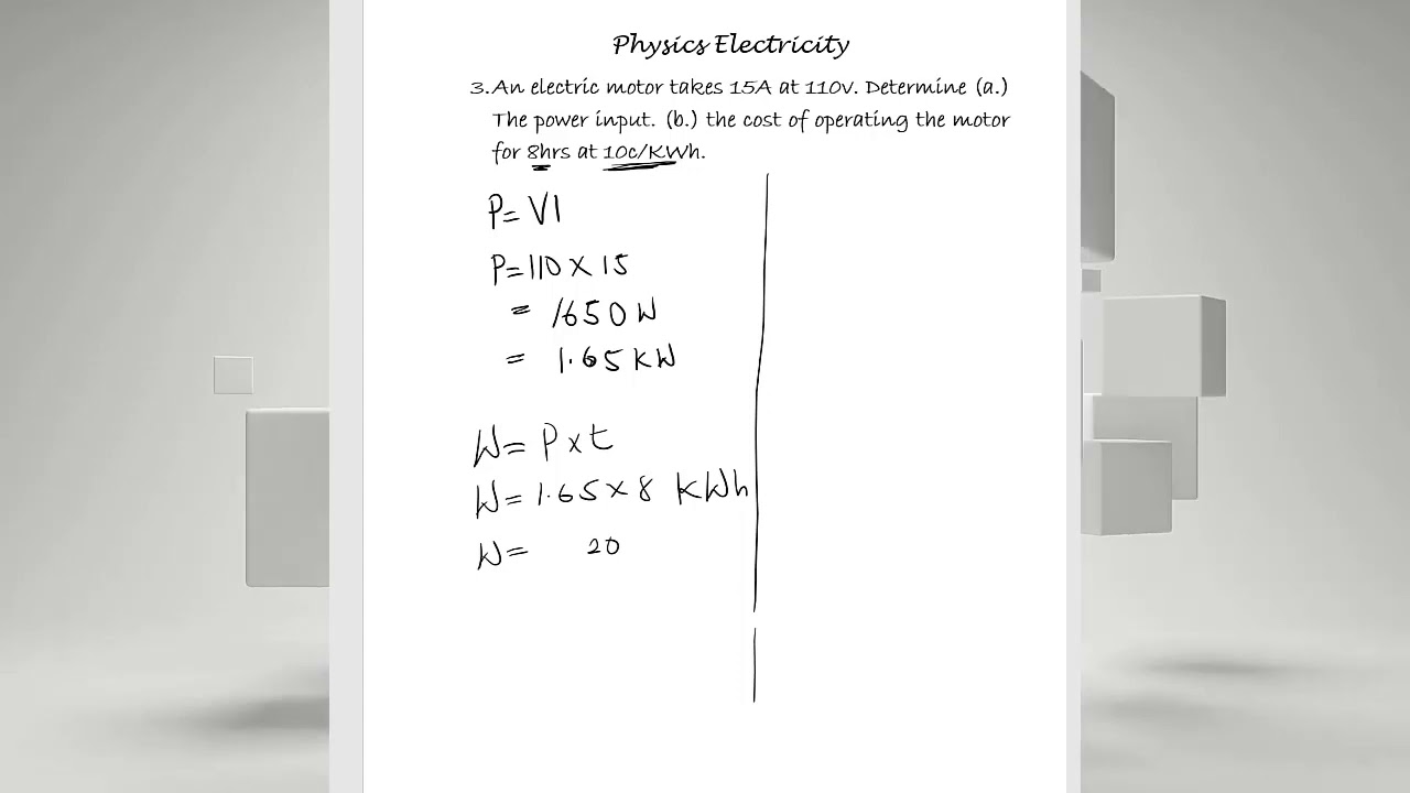 Physics Electricity How to Calculate Cost of Running Electric