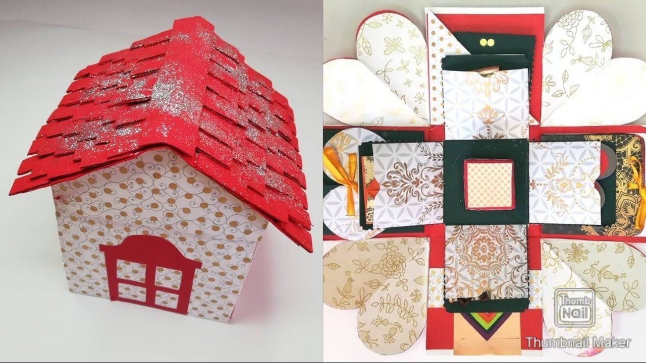 Explosion box tutorial /How to make a Home shaped explosion box - YouTube