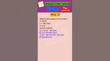 Python MCQ 33 - Test Your Skills #python  #pythonprogramming #pythoninterview#shorts#trending