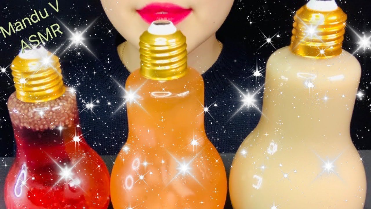 ASMR Mukbang Light Bulb Drink Bubble Milk Tea Chia seed Mogu Mogu YouTube