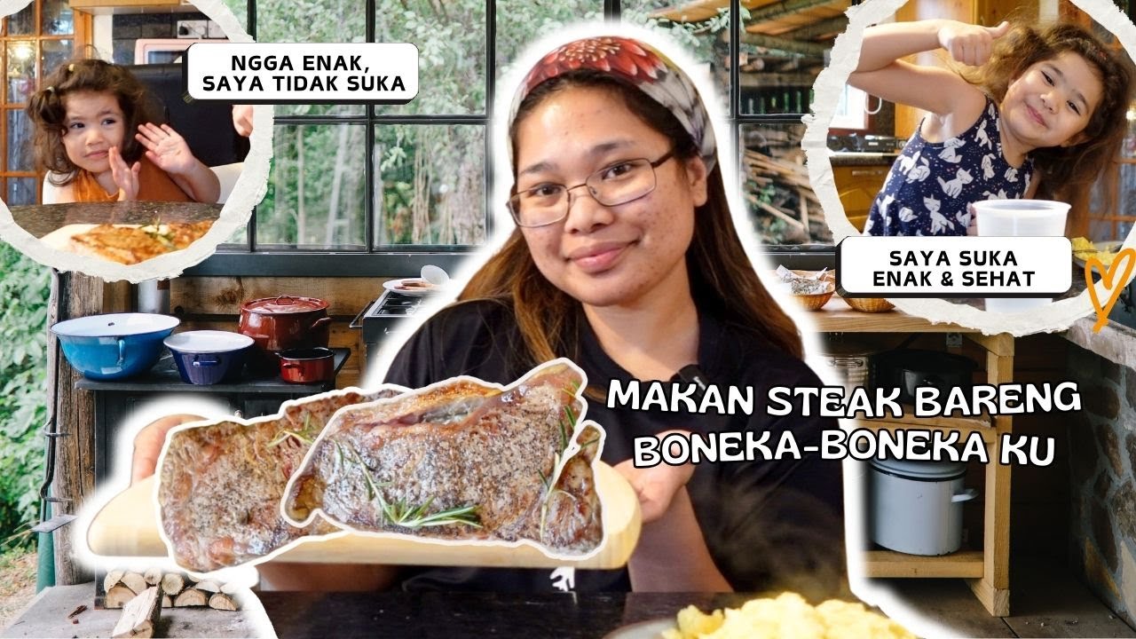 Makan siang kita bertiga hari ini - Steak 🥩 enak & gampang banget, semua suka