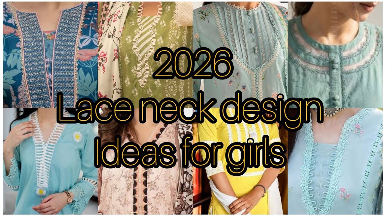 Elegant floral lace neck design/new neck design for girls 2026