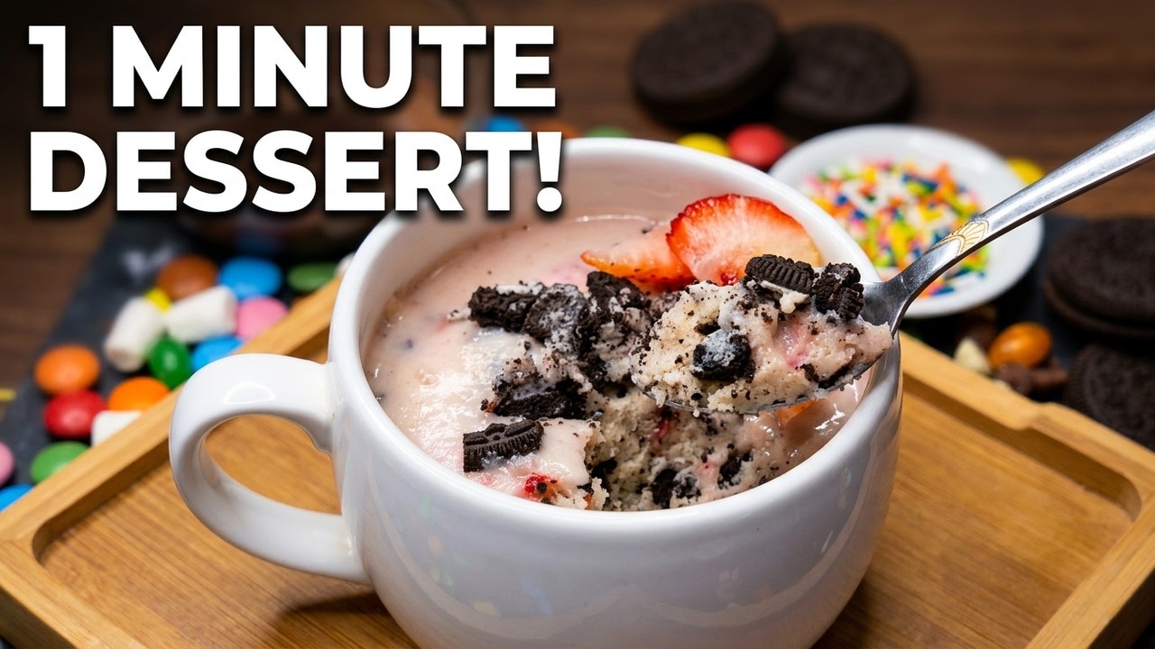 Oreo Cheesecake Mug Cake – 1 Minute Microwave Dessert | Easy Cookies & Cream Mug Cake Recipe