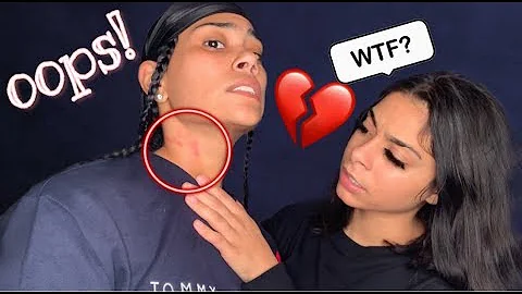 I GAVE MYSELF A FAKE HICKEY ON MY NECK TO SEE MY GIRLFRIENDS REACTION *SHE CRIES*