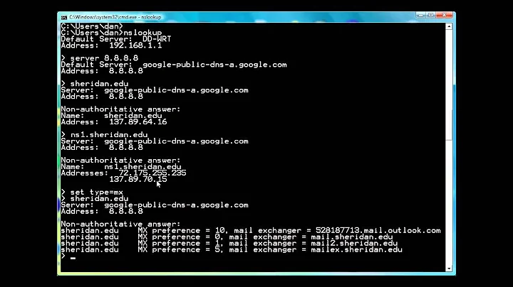 Using nslookup to resolve domain names to ip addresses