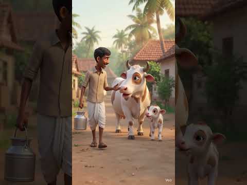 அம்மா மாட்டின் அன்பு🐄💛 Emotional Village Story | AI Animated Short #shorts #cow  #cuteanimals #panda