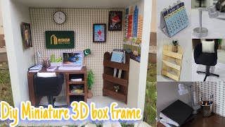 Diy Miniature 3d box frame||how to make box frame at home||Miniature office model||#diy #craft.