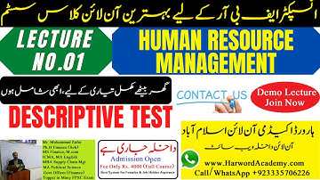 Lecture No.01-Human Resource Management || Inspector Inland Revenue Descriptive Test Online Class