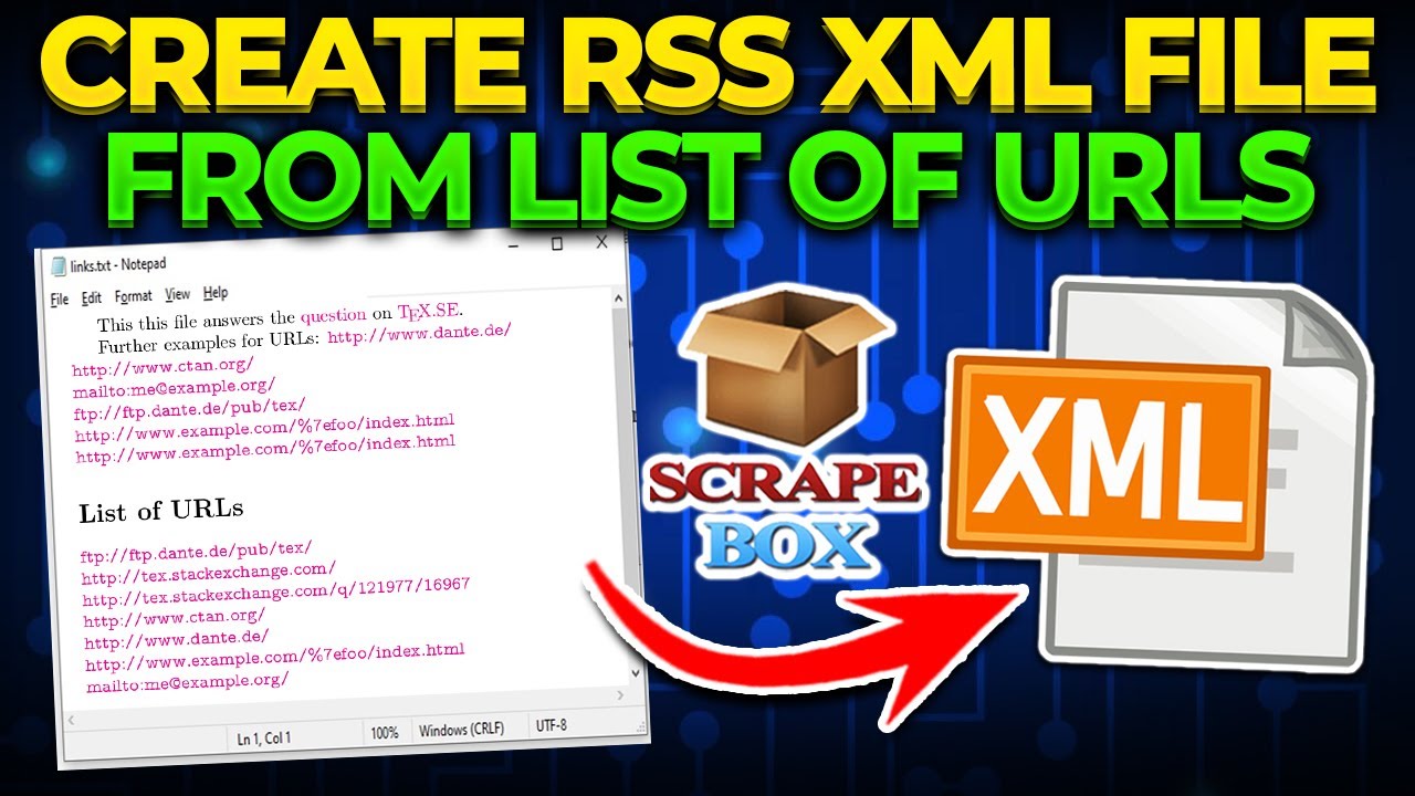 Create RSS XML File from List of URLs - Scrapebox - YouTube