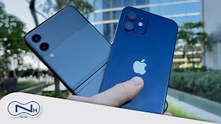 Z Flip 3 vs iPhone 12 #shorts