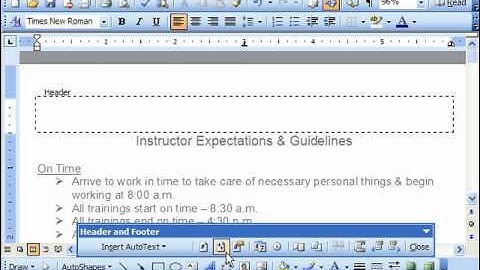 Word 2003 Tutorial Viewing the Header & Footer Microsoft Training Lesson 7.3