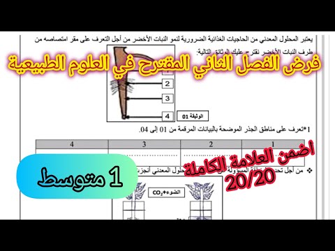 فرض الفصل الثاني في العلوم الطبيعية السنة الأولى متوسط مقترح للفرض الفصل الثاني في العلوم الطبيعية 