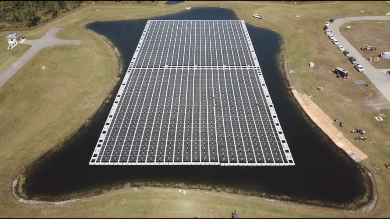 1.2MW Floating Solar Array - Final piece is pushed off by Orange County ...