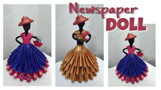 how to make newspaper doll | waste material craft | newspaper craft