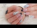 Zebra print french manicure nail art. Watch me doing nails in real time. Black french manicure