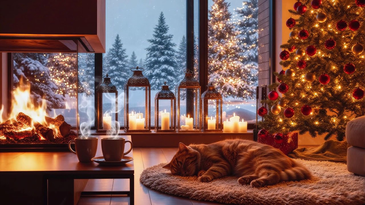 ❄️❄️❄️ Winter stillness inside the fireplace room 🔥 fire sounds 🔥 carrying the evening 🕯️🕯️🕯️