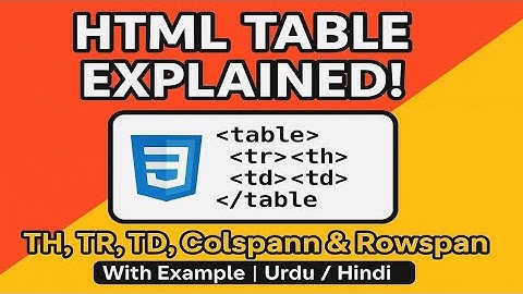 HTML Table Tutorial in Urdu/Hindi | TH, TR, TD, Colspan & Rowspan Explained